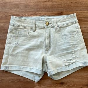 AE sun bleached denim light blue high rise short
